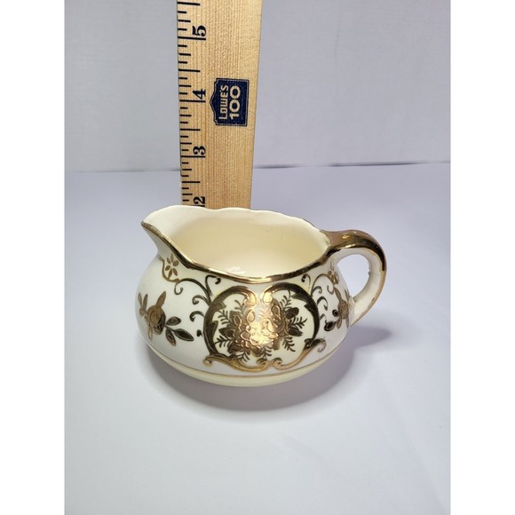 Antique Moriyama Mori Machi Creamer Hand Painted Floral Ivory Gold 1920s Japan - Picture 12 of 13